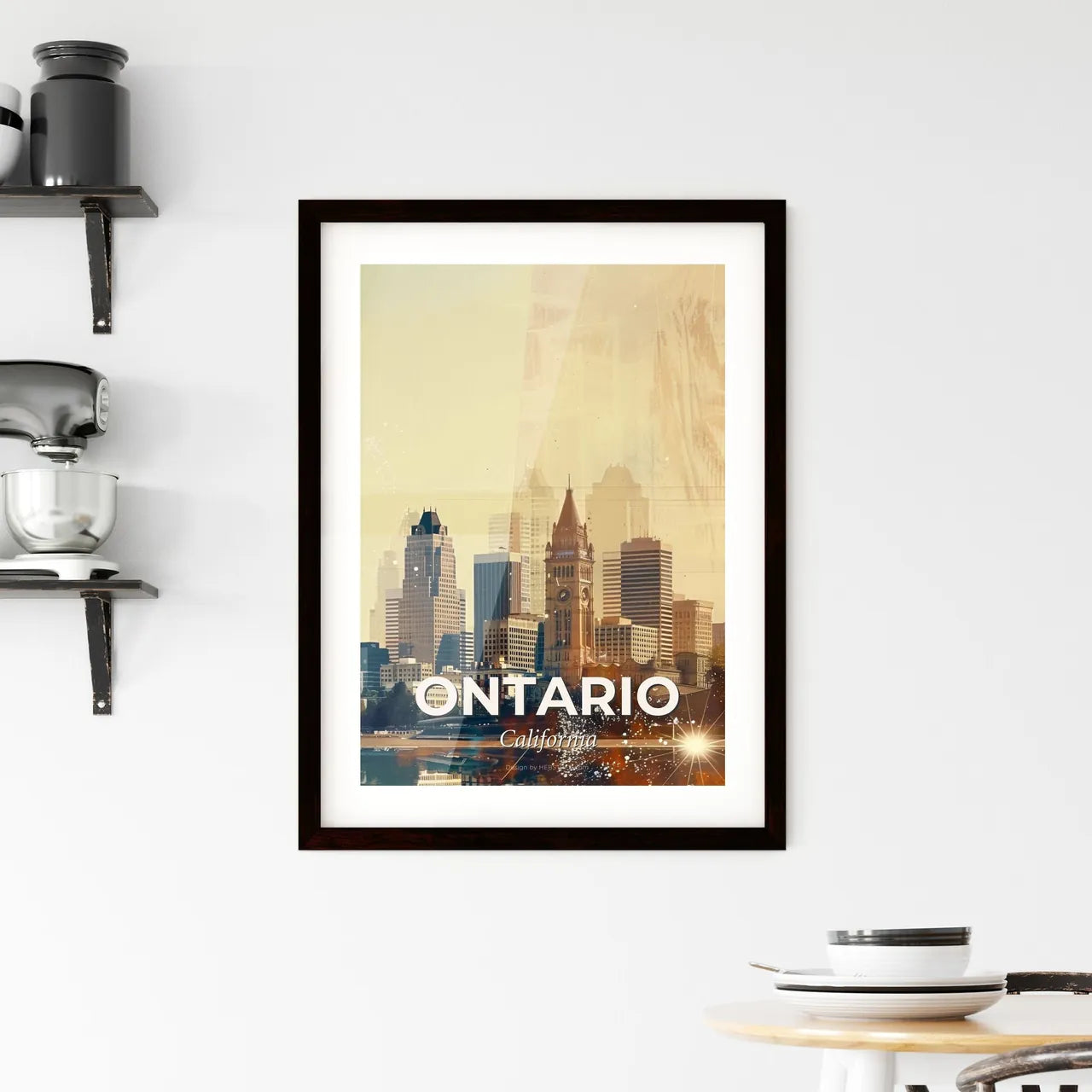 Ontario Skyline Icon Composite Double Exposure Poster Art Framed Print
