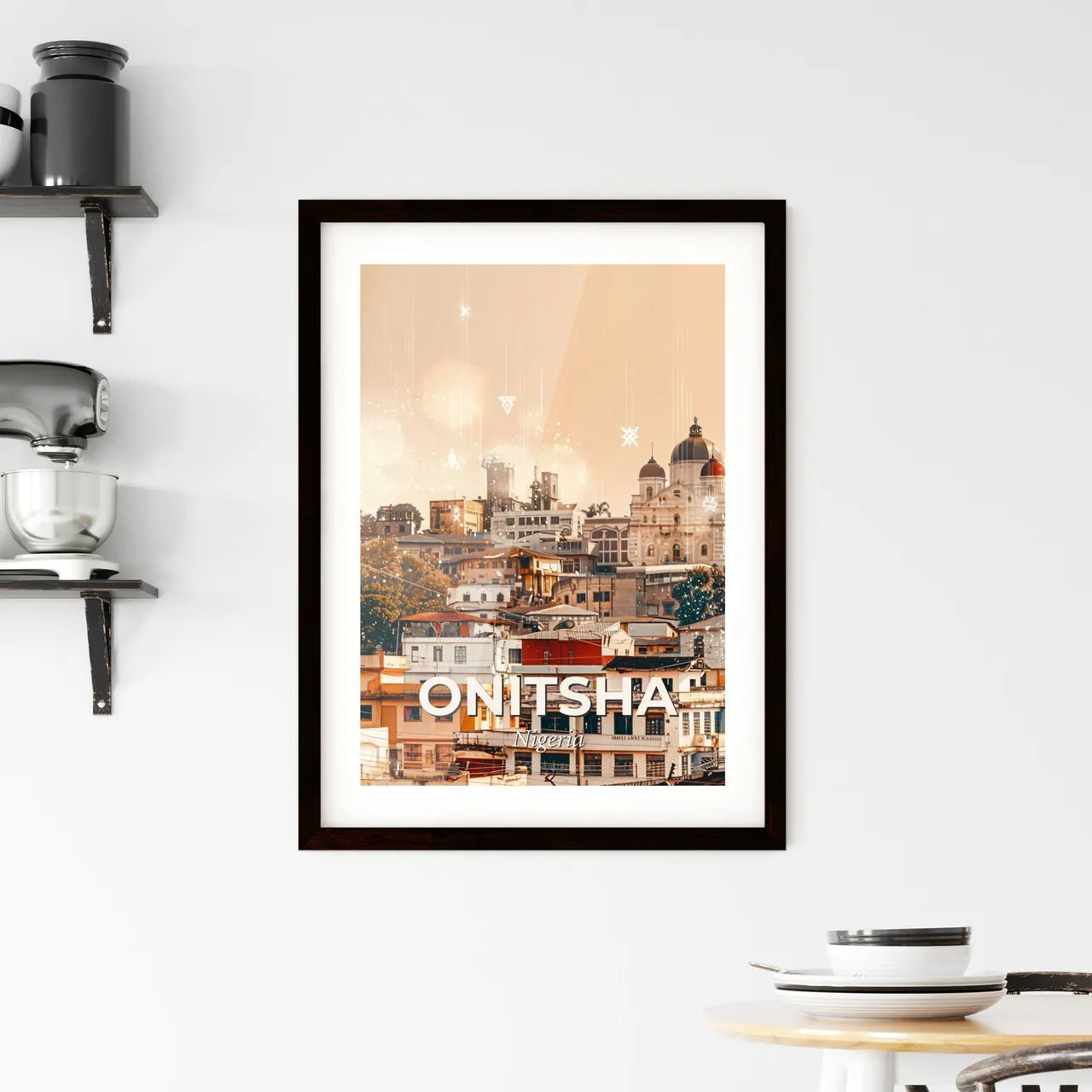 Onitsha Skyline Composite Art Poster Framed Print