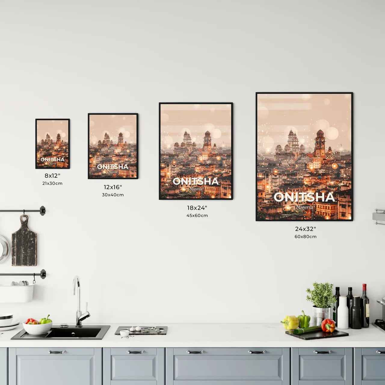 Onitsha City Skyline Double Exposure Poster Art Office Art