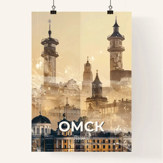 Omsk City Skyline Art, Bright Beige Poster