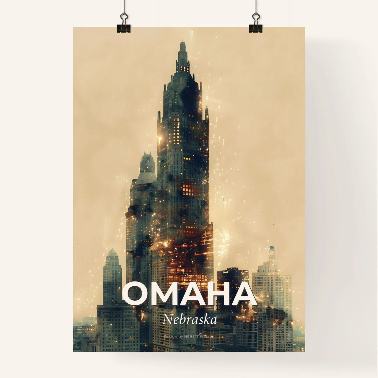 Omaha Skyline Double Exposure Poster Poster