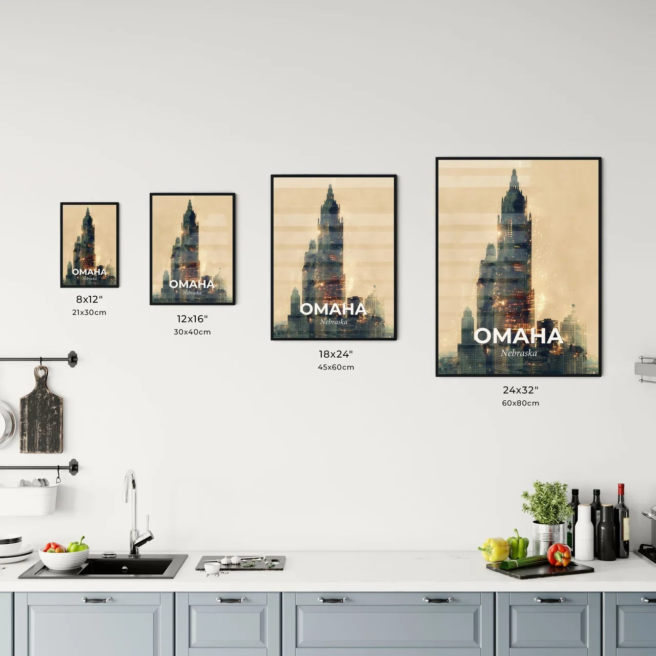 Omaha Skyline Double Exposure Poster Office Art