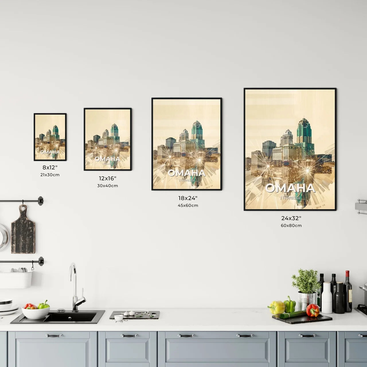 Omaha Skyline Double Exposure Cityscape Art Office Art