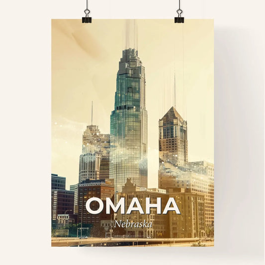 Omaha City Poster: Double Exposure Skyline Art Poster