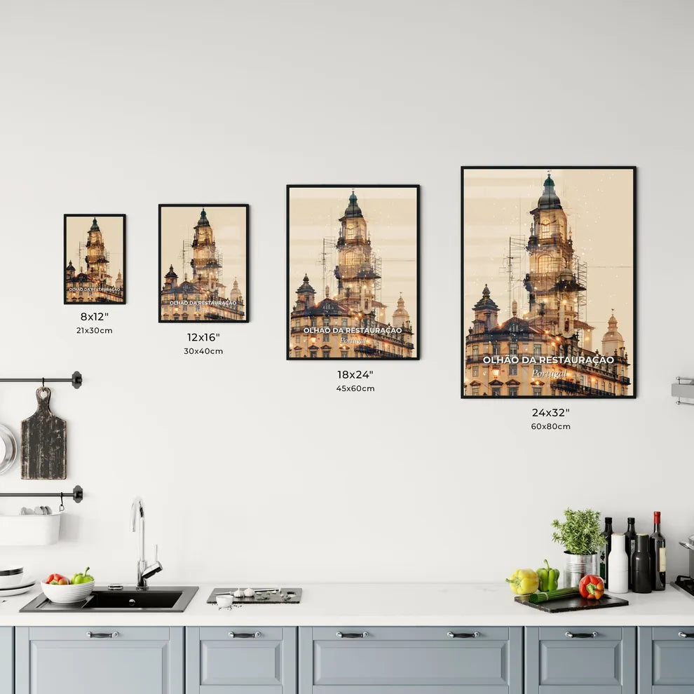 Olhao da Restauracao Cityscape Poster, Beige Office Art