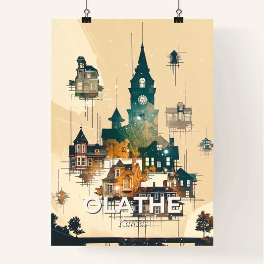 Olathe, Kansas Skyline Art: Sparkles and City Icons Poster