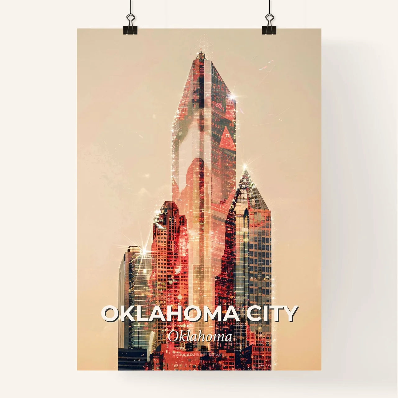 Oklahoma City: City Icons in a Double Exposure Poster