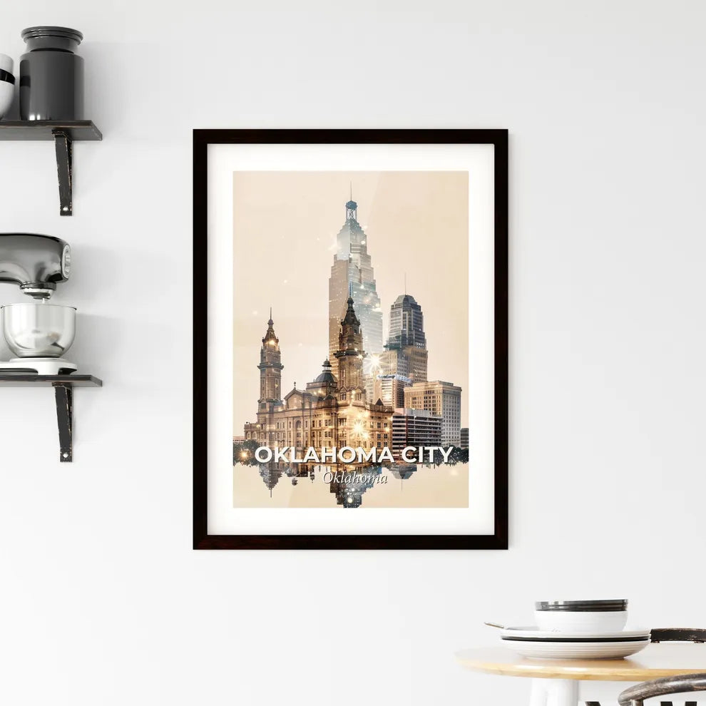 Oklahoma City Cityscape Skyline Artwork Framed Print