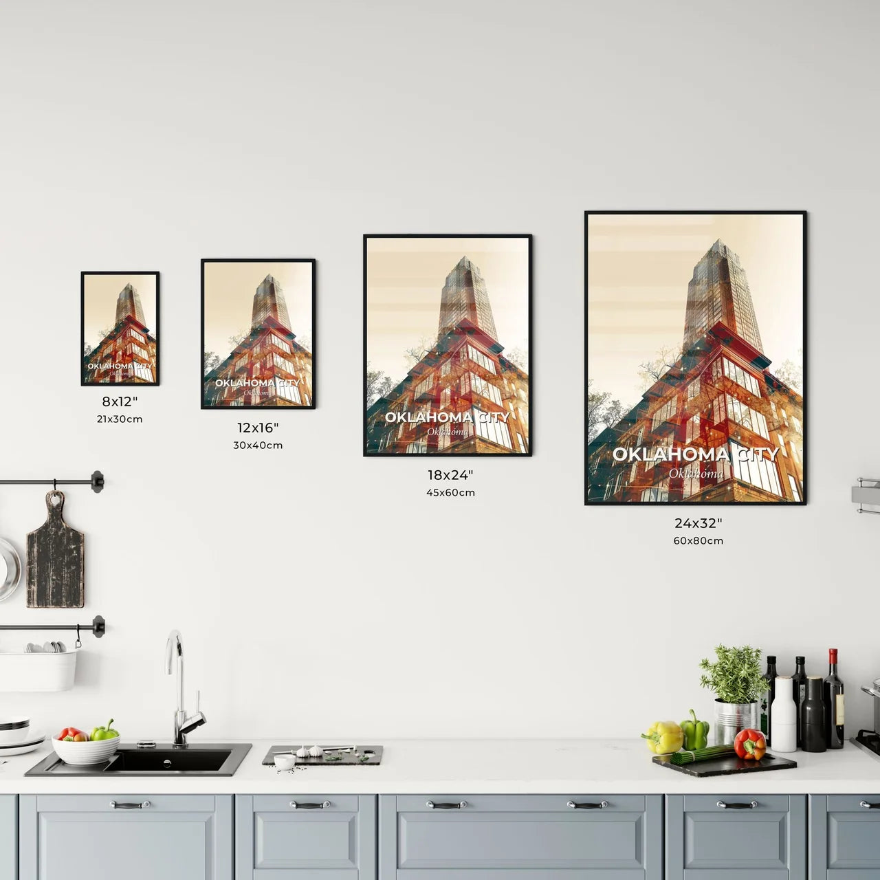 Oklahoma City Skyline Night Sparkle Poster Office Art