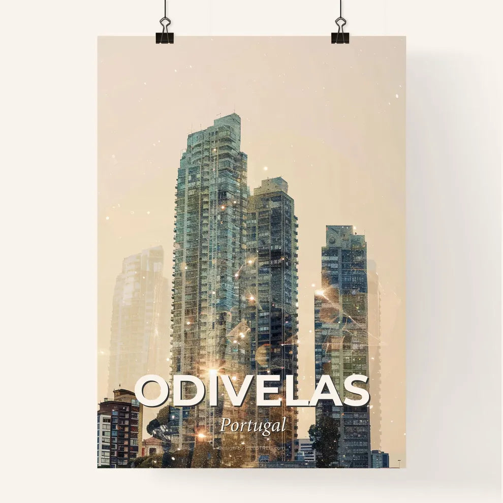 Odivelas Skyline Double Exposure Art Print Poster