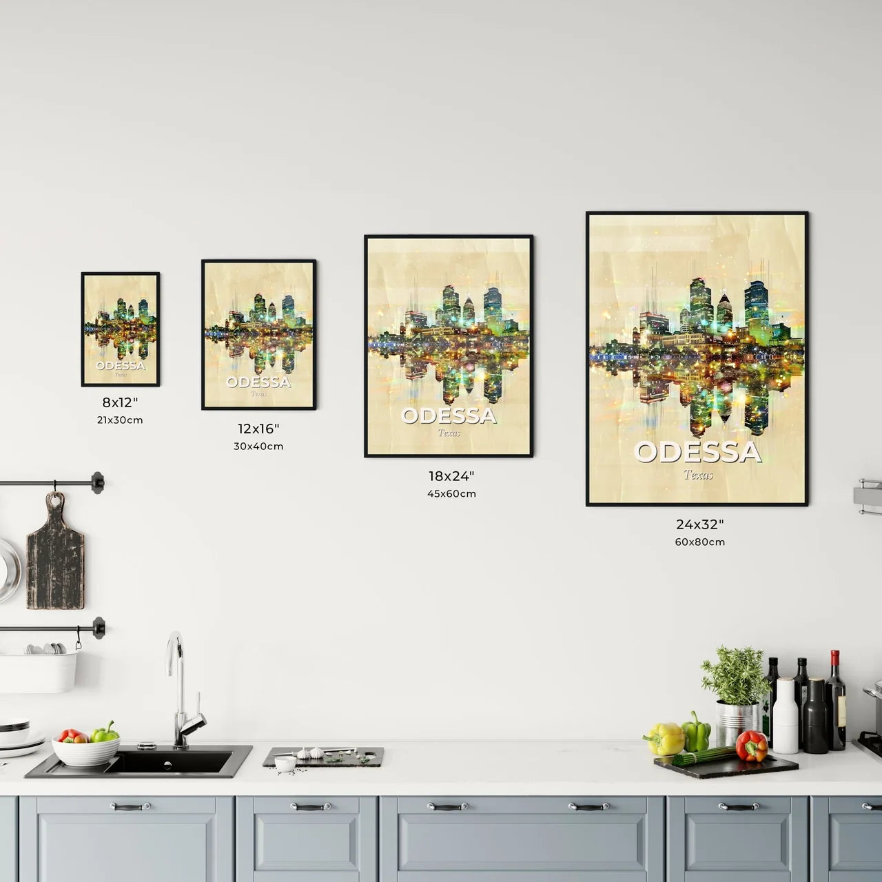 Odessa, Texas Skyline Composite Art Poster Office Art
