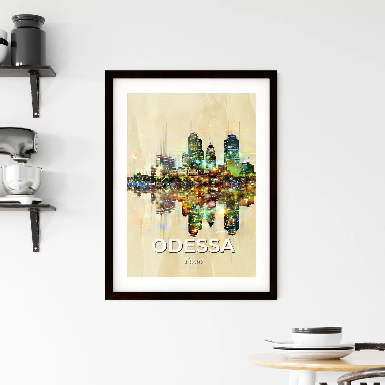 Odessa, Texas Skyline Composite Art Poster Framed Print