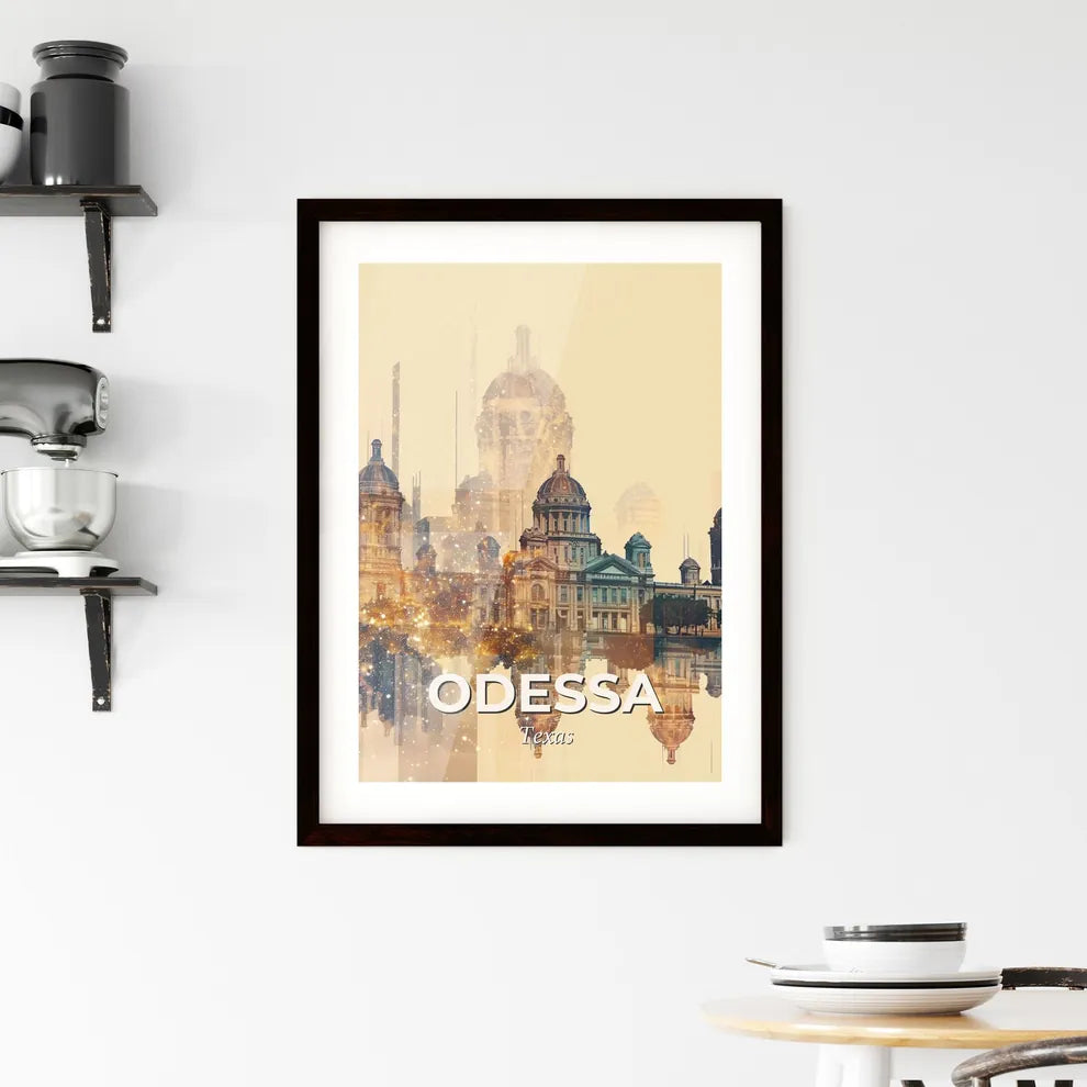 Odessa Skyline Composite Art Local Icons Poster Framed Print