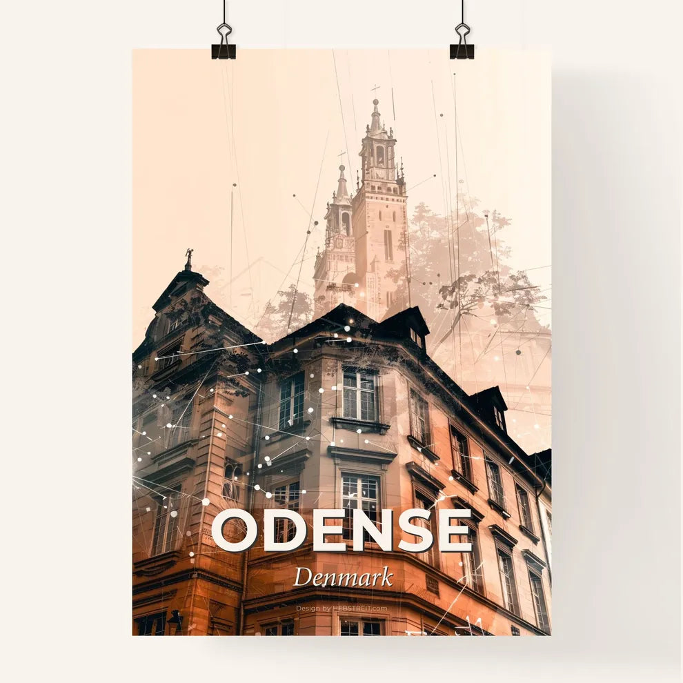 Odense City Denmark Skyline Silhouette Art Print Poster Poster