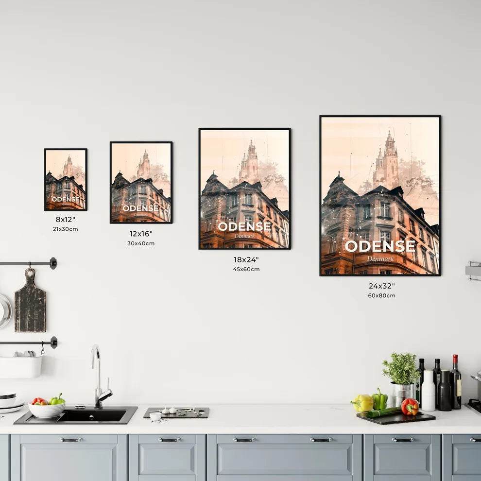 Odense City Denmark Skyline Silhouette Art Print Poster Office Art