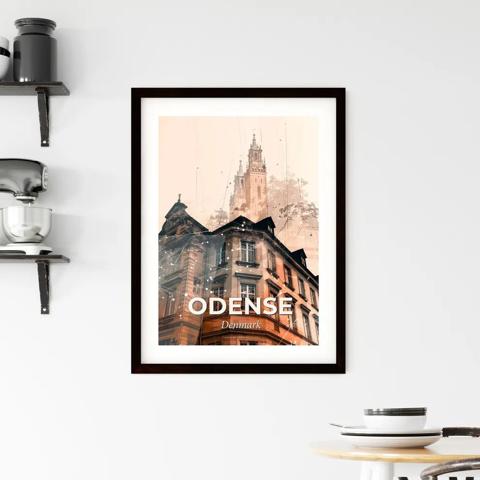Odense City Denmark Skyline Silhouette Art Print Poster Framed Print