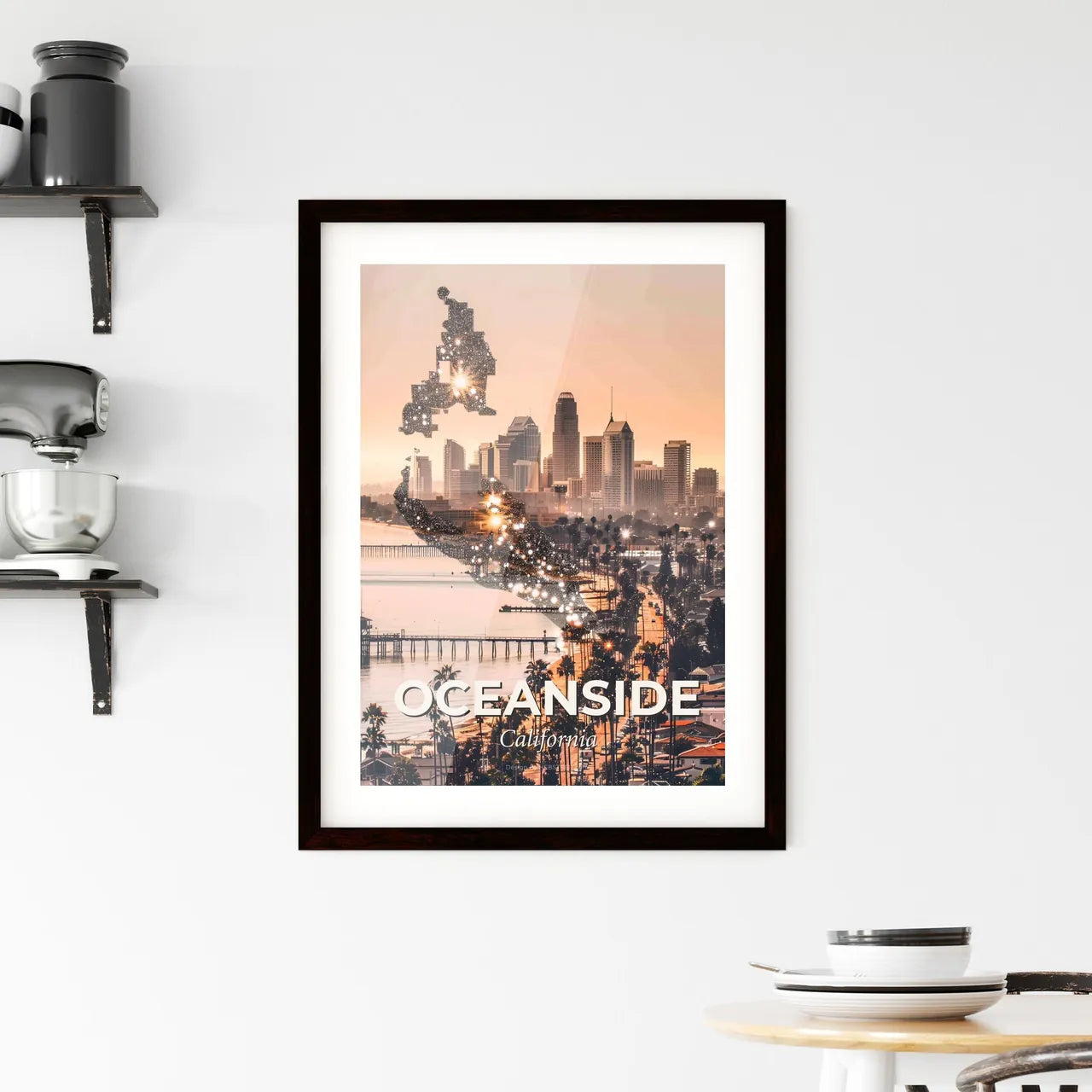 Oceanside Skyline Composite Poster Art Framed Print