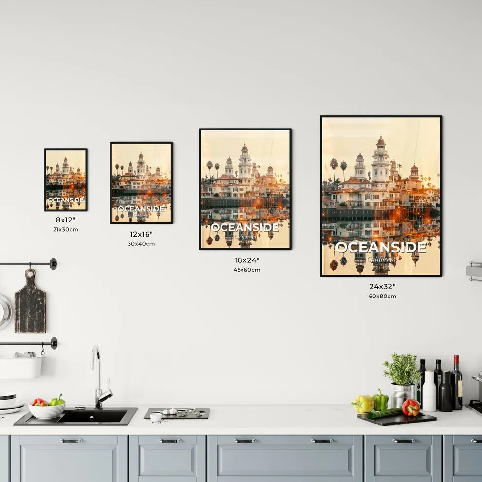 Oceanside City Skyline Double Exposure Poster Art Office Art