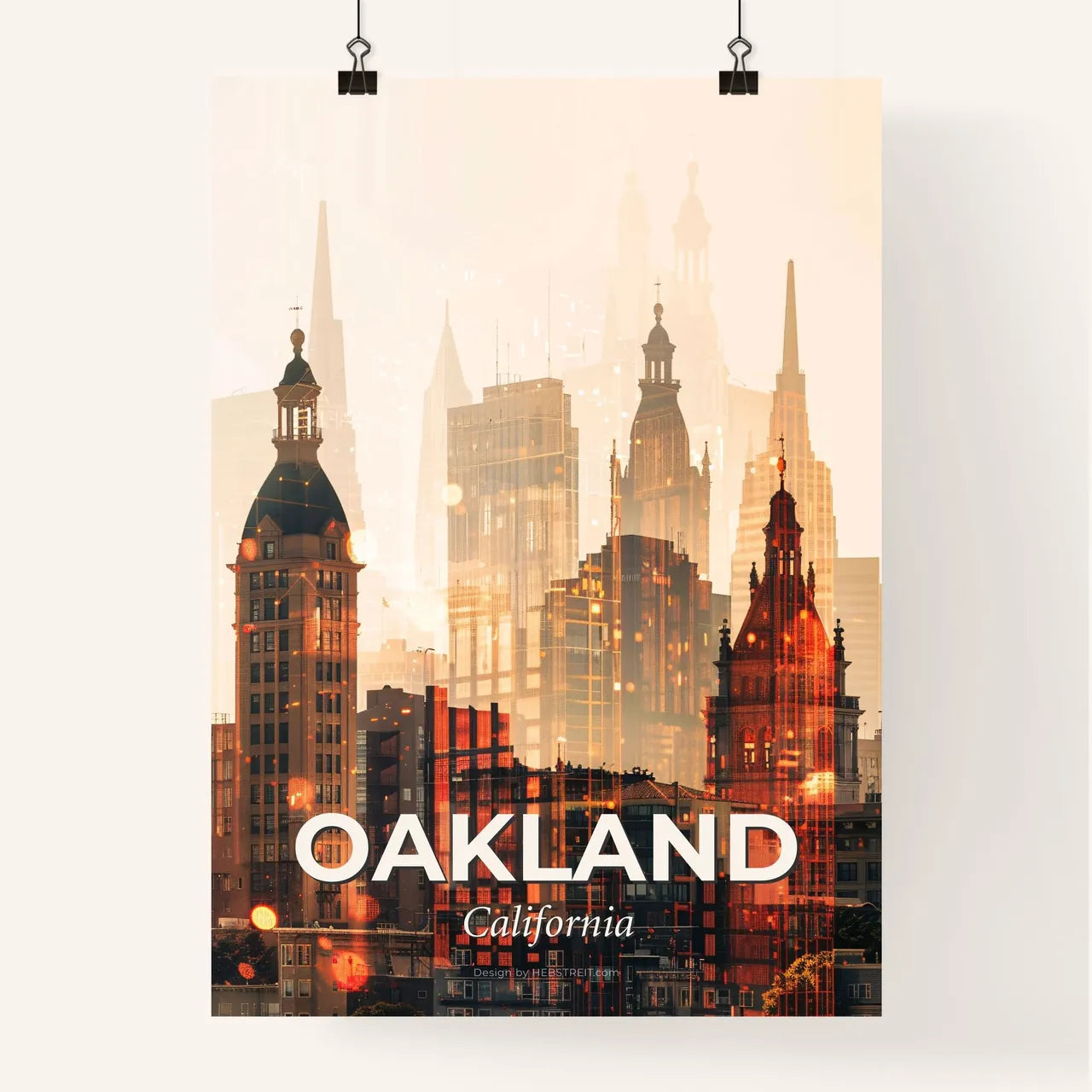 Oakland City Skyline Composite Art Poster Poster