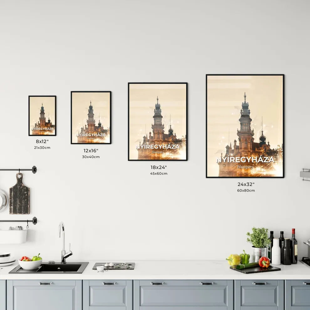 Nyiregyhaza Hungary Skyline Panorama Night Art Poster Office Art