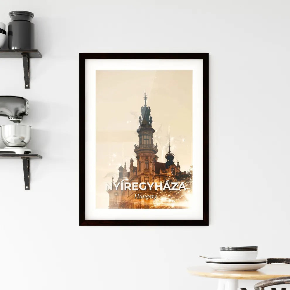 Nyiregyhaza Hungary Skyline Panorama Night Art Poster Framed Print