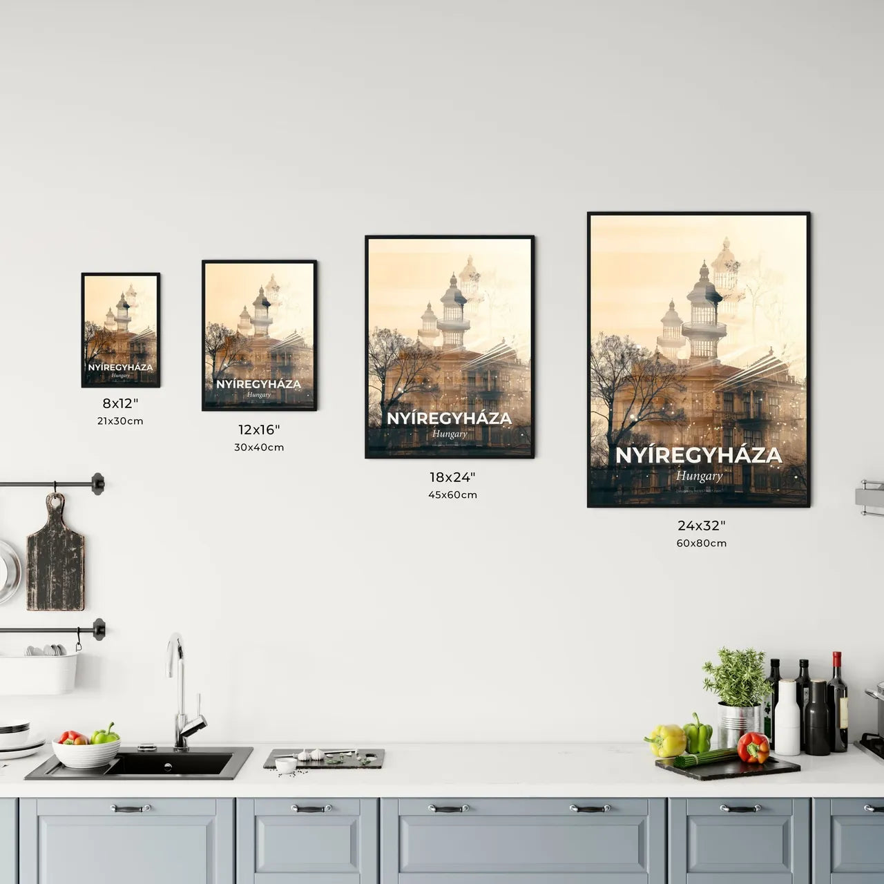 Nyíregyháza Skyline Bright Beige Poster Office Art