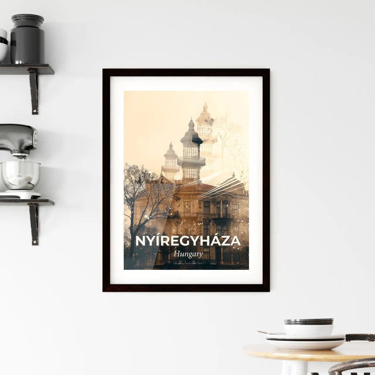 Nyíregyháza Skyline Bright Beige Poster Framed Print
