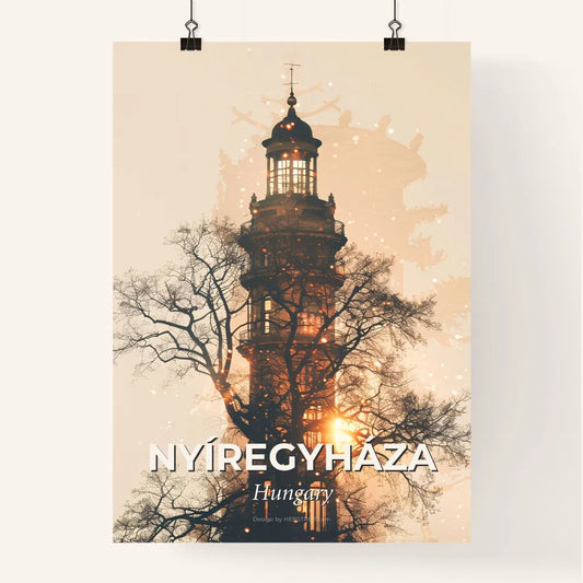 Nyiregyhaza Hungary City Skyline Double Exposure with Sparks Poster