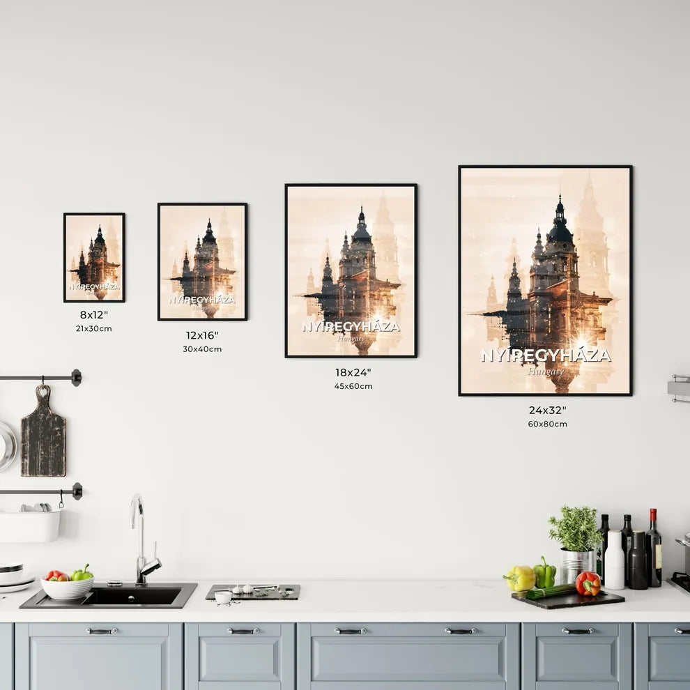 Nyíregyháza City Skyline Double Exposure Poster Office Art