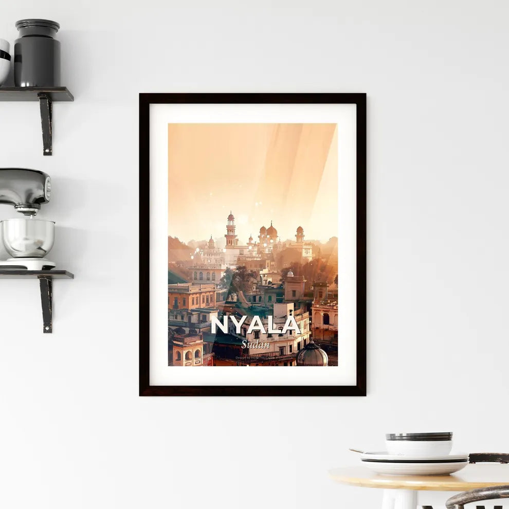 Nyala Sudan Skyline Double Exposure Art Poster Framed Print