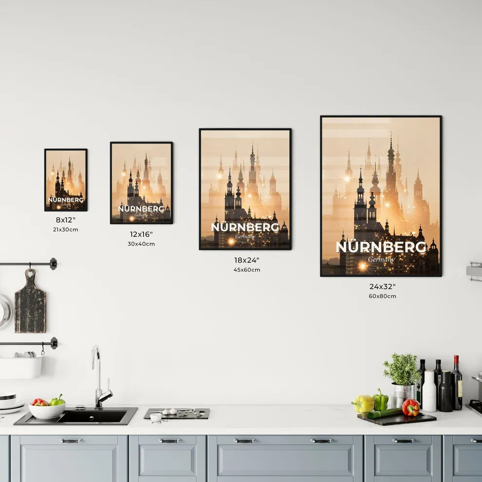 Nuremberg City Lights Skyline Panorama Wall Decor Office Art