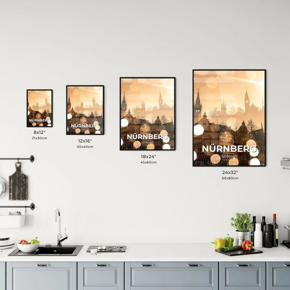 Nuremberg: Skyline Silhouette Art with Glimmer Office Art