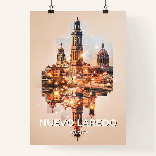 Nuevo Laredo City Skyline Artwork with Local Flair Poster