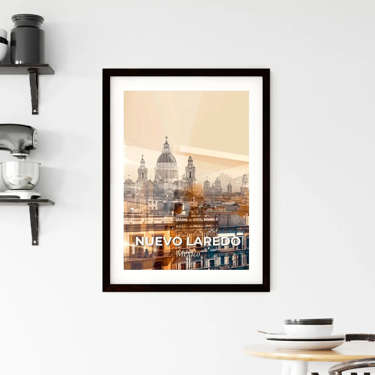Nuevo Laredo City Skyline Architecture Poster Framed Print