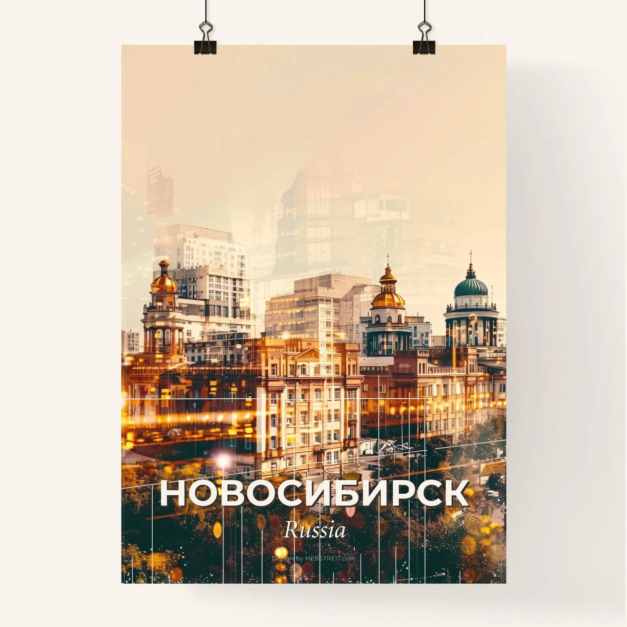 Novosibirsk Skyline Showpiece: City Icons in Beige Poster