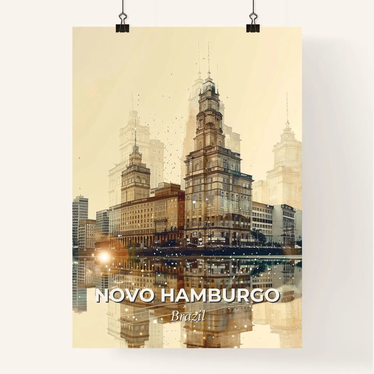 Novo Hamburgo Cityscape Art Deco Poster Poster