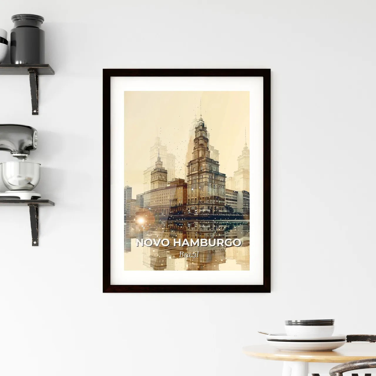 Novo Hamburgo Cityscape Art Deco Poster Framed Print