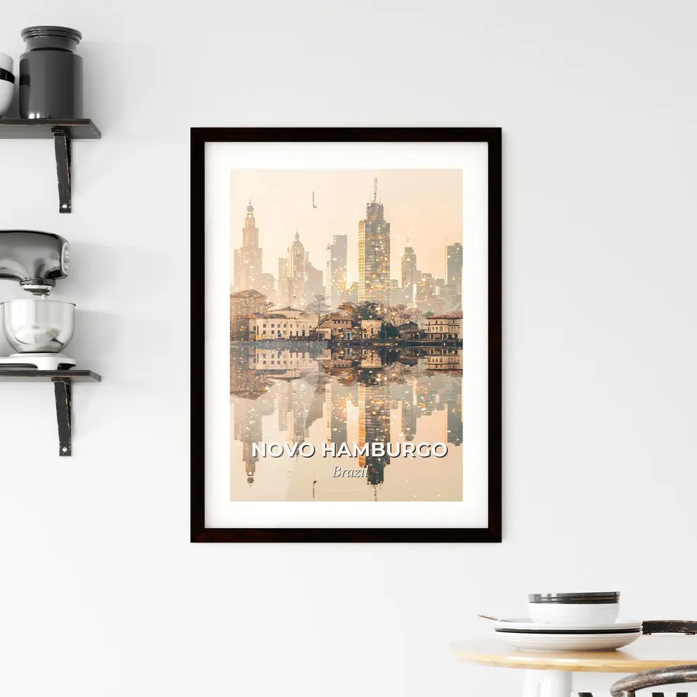 Novo Hamburgo: Icons and Lights on Canvas Framed Print