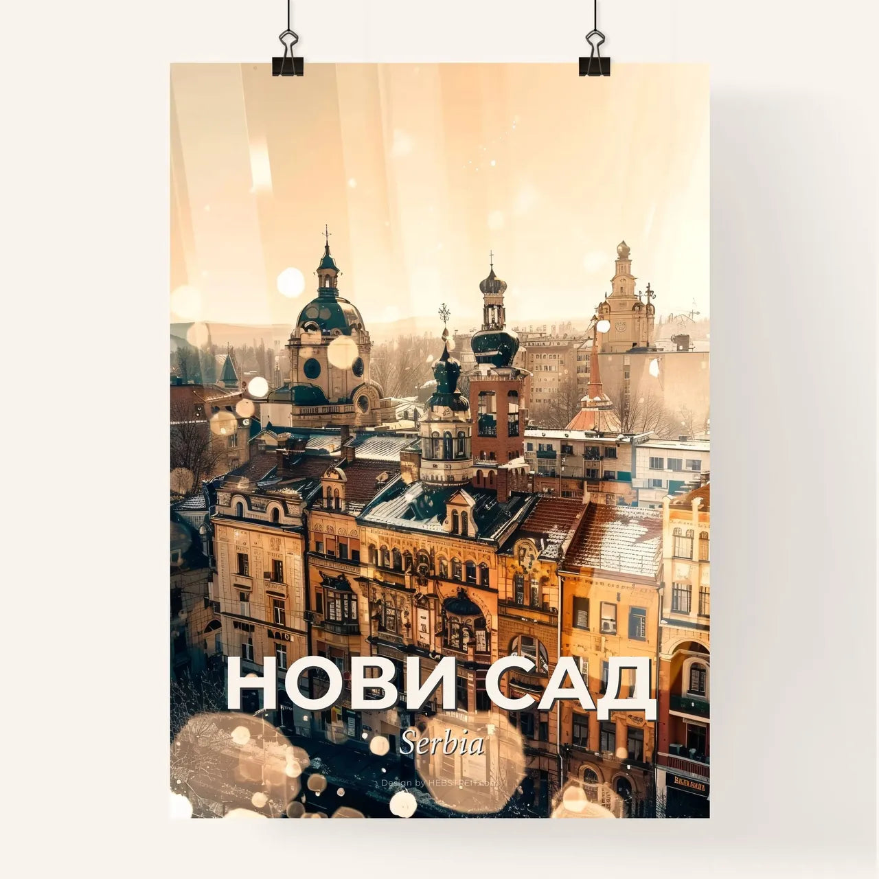 Novi Sad Skyline Double Exposure Cityscape Art Poster