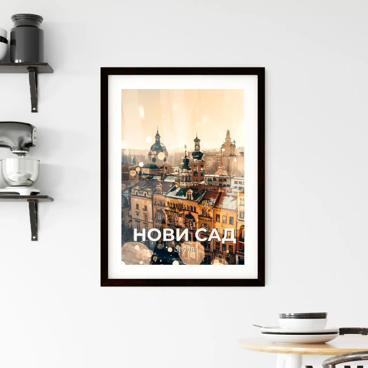 Novi Sad Skyline Double Exposure Cityscape Art Framed Print