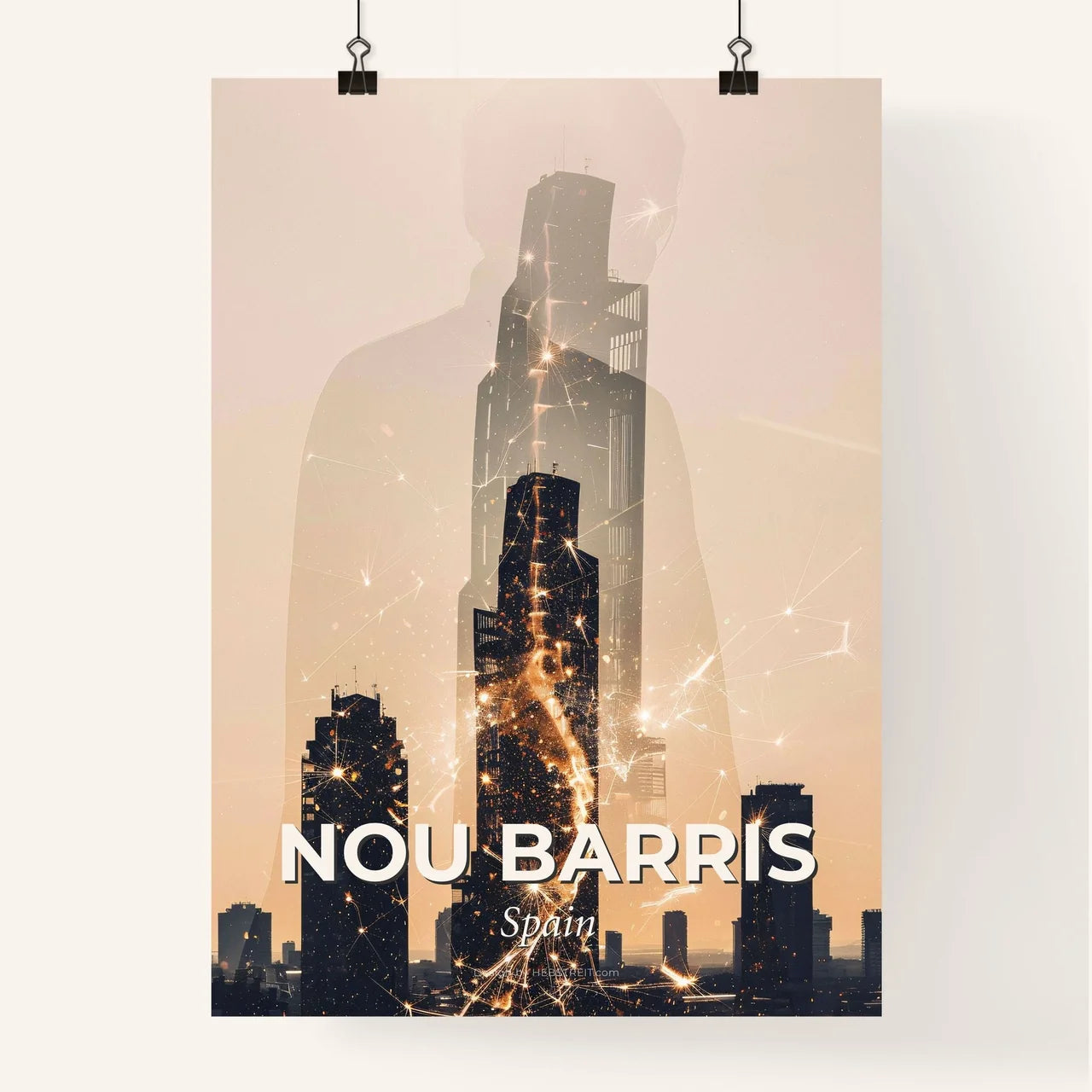 Nou Barris: Skyline Composite Art with City Icons Poster