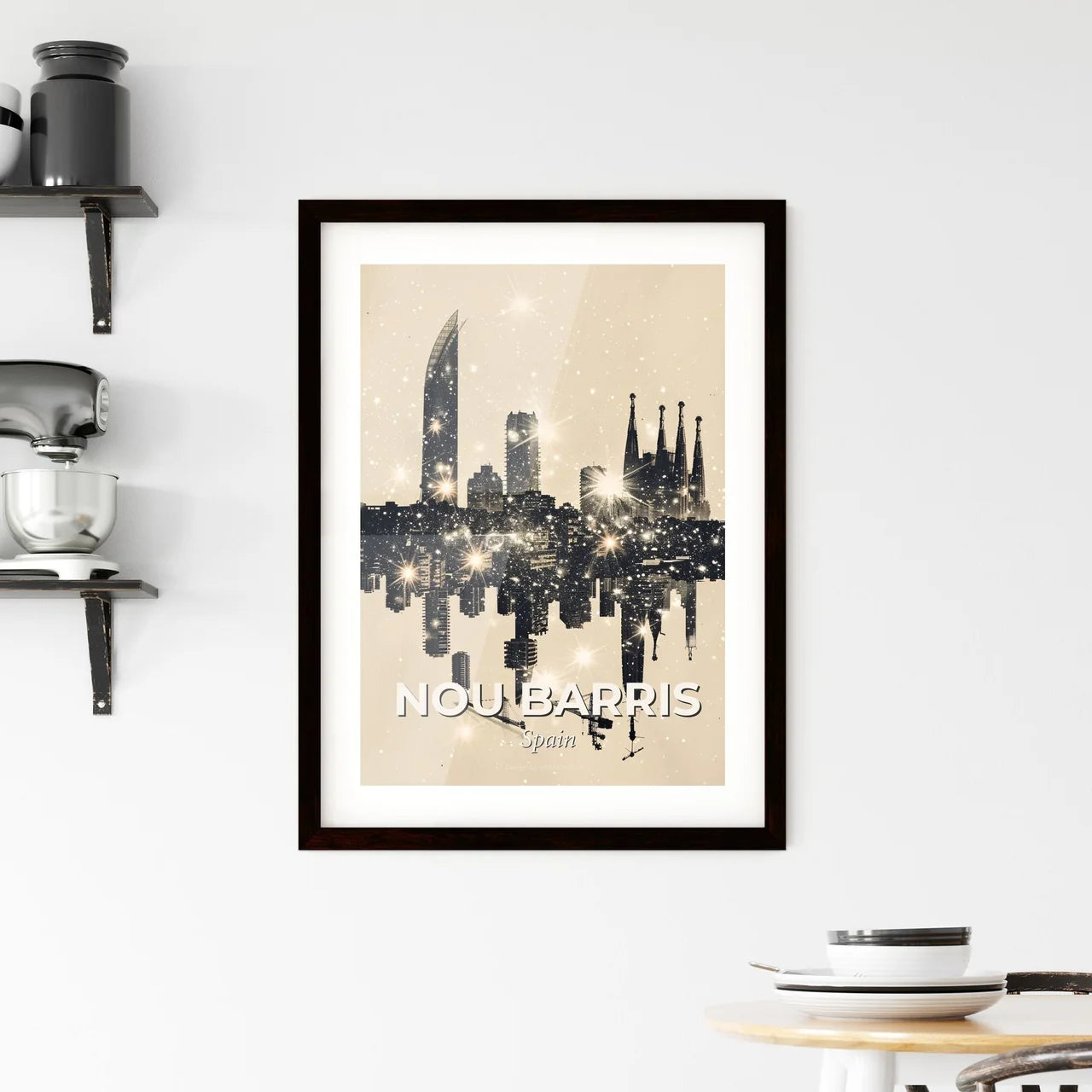 Nou Barris City Skyline Architecture Poster Framed Print