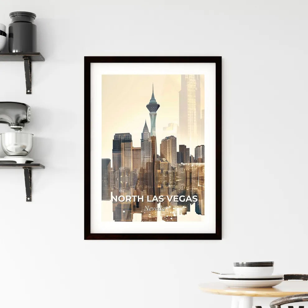 North Las Vegas Skyline Art: Local Colors, Bright Sparkles Framed Print