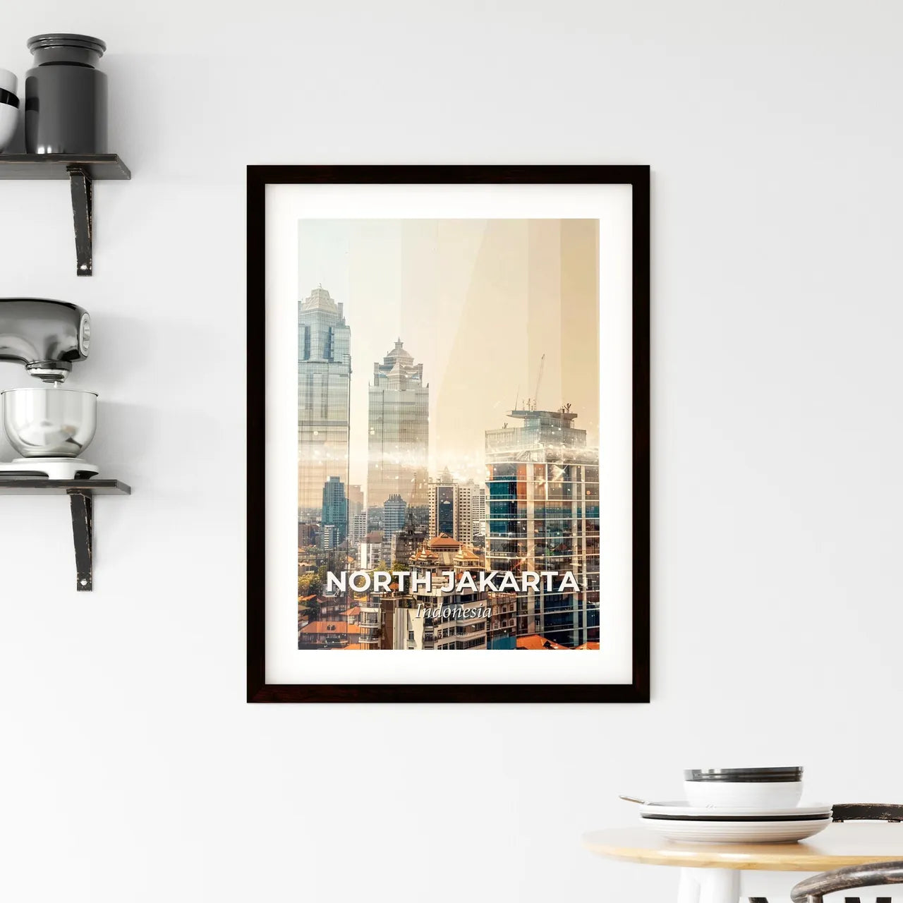 North Jakarta Skyline: Lights and Icons Framed Print
