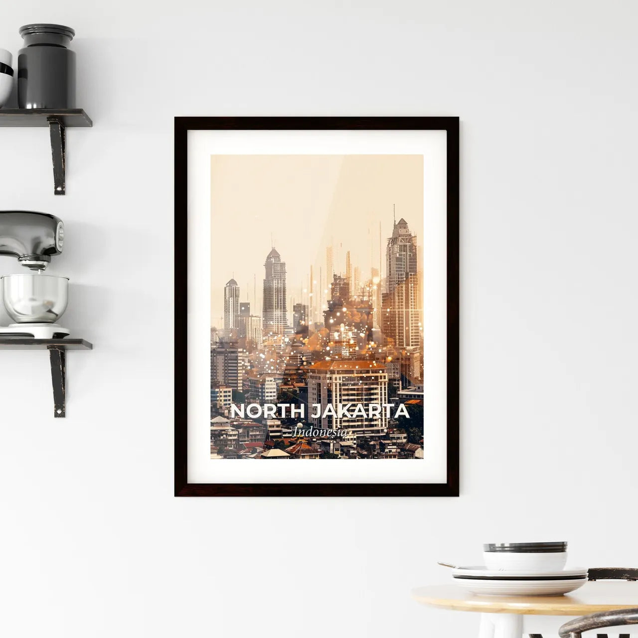 North Jakarta Skyline Art Poster Framed Print
