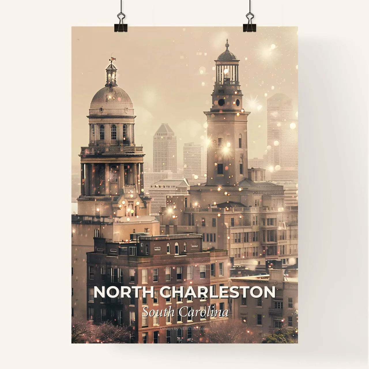 North Charleston Vibrant Cityscape Silhouette Poster