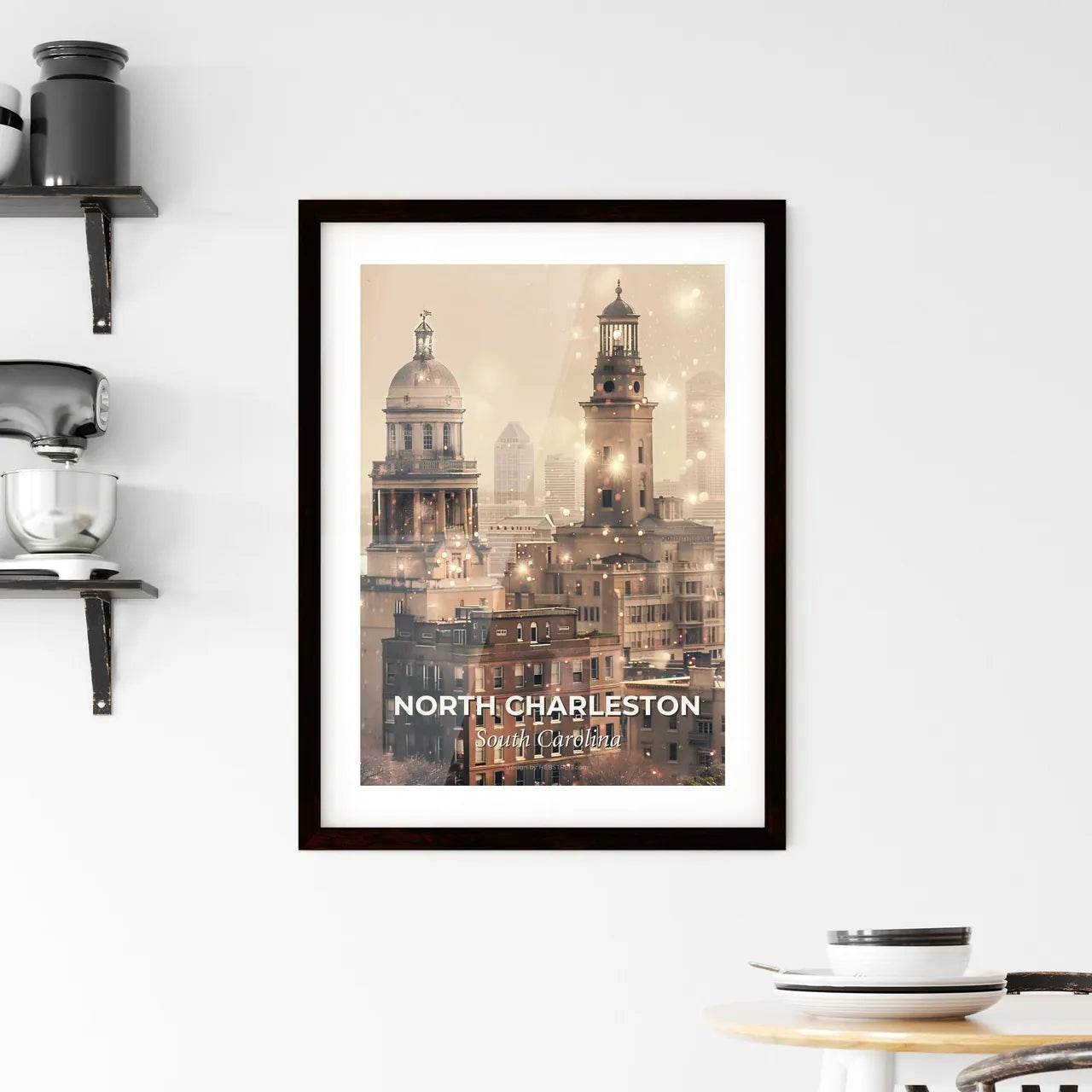 North Charleston Vibrant Cityscape Silhouette Framed Print