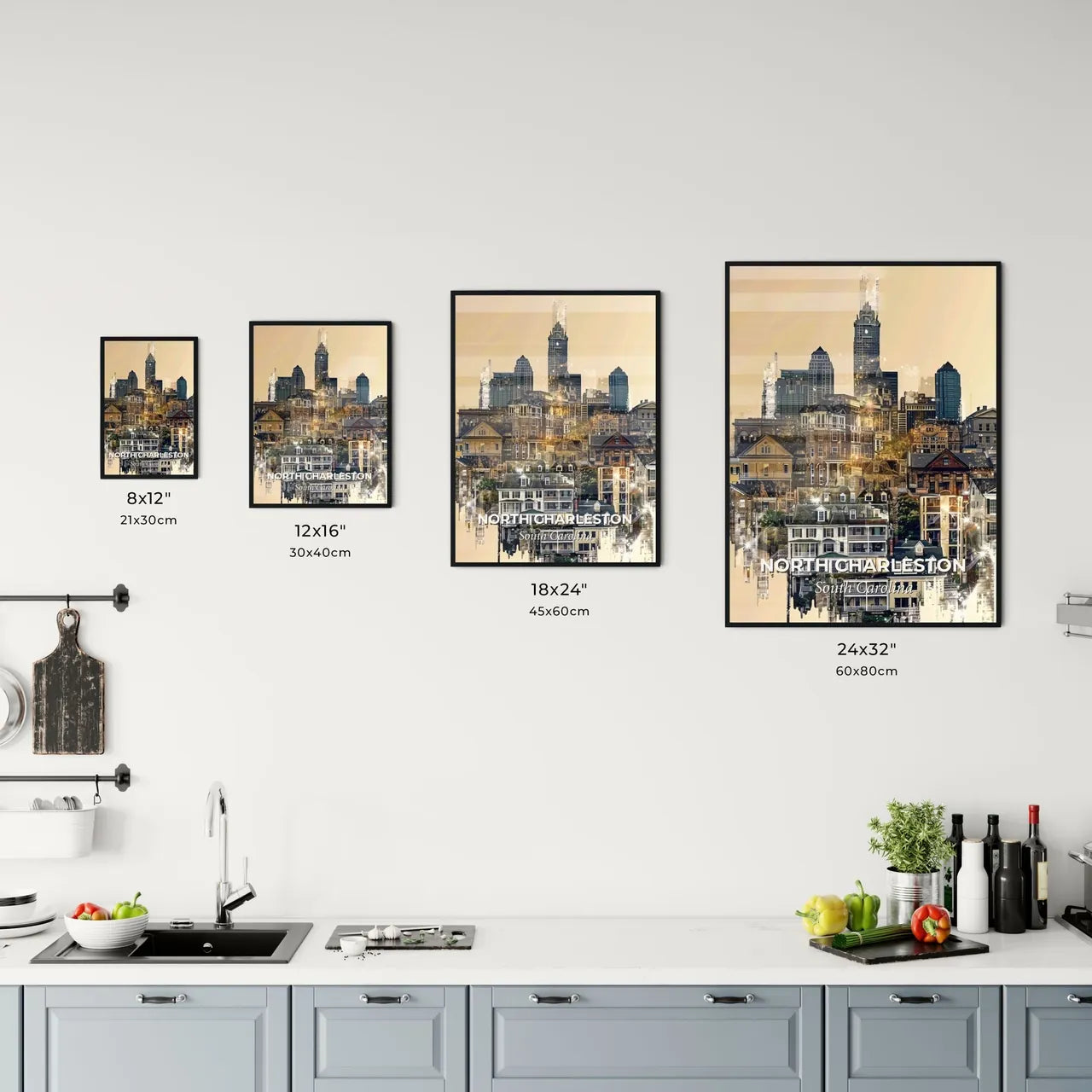 North Charleston Silhouette Composite Art Skyline Office Art