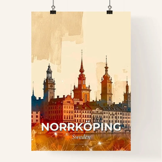Norrkoping Cityscape Composite Art Bright Paper Poster