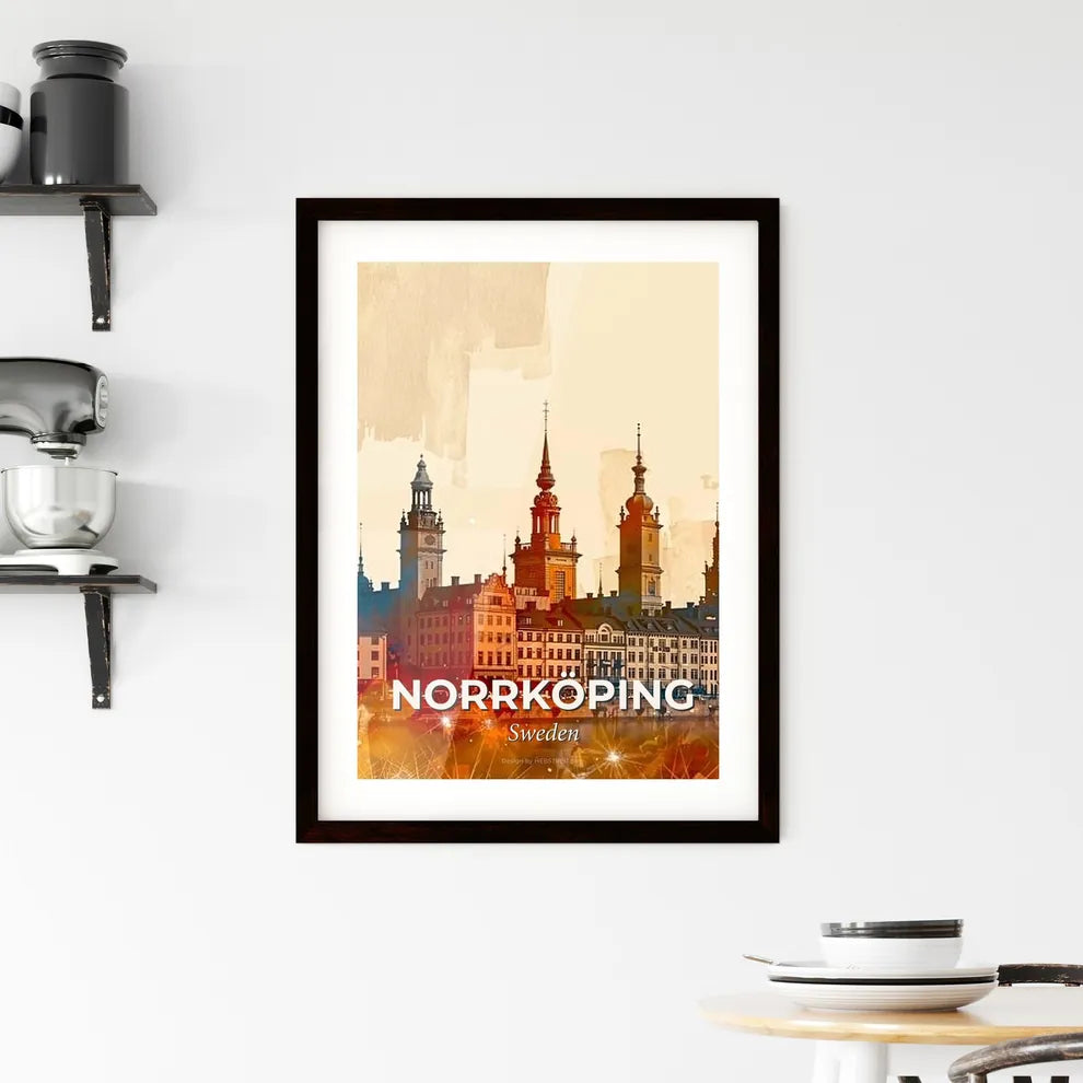 Norrkoping Cityscape Composite Art Bright Paper Framed Print